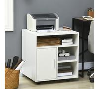 Homcom Multi-Storage Printer Unit Office Organisation W/ 5 Compartments In White White One Size