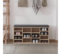 Homcom Shoe Rack W/ 14 Compartments Cushion Moving Shelves For Home In Natural Natural