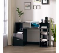 Homcom Multi-Storage & Workstation Desk Table Storage Shelves Home Office In Black Black