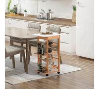 Homcom Kitchen Island Trolley W/ 4 Baskets 2 Side Racks Drawer Worktop In Brown Brown