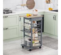 Multi-Use Kitchen Island Trolley Baskets Side Racks Drawer WorktopGrey, Grey