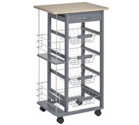 Multi-Use Kitchen Island Trolley Baskets Side Racks Drawer WorktopGrey, Grey