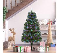 Homcom Multicoloured Artificial Christmas Tree W/ Pre-Lit Modes Metal Stand In Green Green 4ft