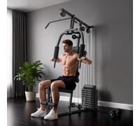 Homcom Multifunction Home Gym Machine With 45Kg Weights Black, Black