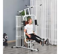 HOMCOM Home Gym Equipment, Multi Gym Workout Station with 45Kg Weight Stack, Chest Station, Butterfly Press & Leg Developer for Strength Training, White