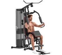 Multi-Functional Home Gym Workout Station with 45Kg Weight Stack HOMCOM Black One Size