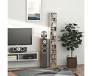 HOMCOM Multimedia Cabinet MDF (Medium-Density Fiberboard) Pine Wood Colour