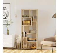 HOMCOM 178cm Eight Shelf Bookcase Multi Size Shelving Unit Light Wood Effect, Brown