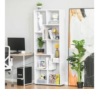 HOMCOM Multipurpose 8-Grid Bookshelf Decorative Shelf, Bathroom, Kitchen White