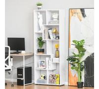 HOMCOM 178cm Eight Shelf Bookcase Multi Size Shelving Unit White, White