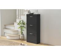 HomCom Narrow 3-Tier Grey Shoe Cabinet with Flip Drawers: Black