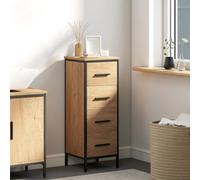 Homcom Narrow Bathroom Storage Cabinet With 4 Drawers For Small Spaces, Oak