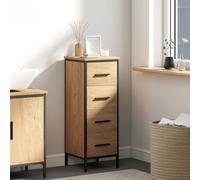 HOMCOM Narrow Bathroom Storage Cabinet with 4 Drawers for Small Spaces, Oak, Brown