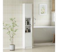 HOMCOM Narrow Bathroom Storage Cabinet with Open Compartment, White - White