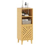 HOMCOM Narrow Bathroom Storage Cabinet with Open Compartments - Natural | TJ Hughes