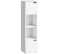 HOMCOM Narrow Bookcase, 4-Tier Bookshelf, Storage Cabinet with doors for Living Room, Bedroom, White