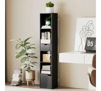 Homcom Narrow Bookshelf With Drawer, Tall Bookcase For Living Room In Black Black