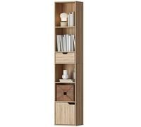 Homcom Narrow Bookshelf With Drawer, Tall Bookcase For Living Room In Natural Natural