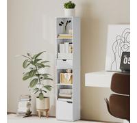 Homcom Narrow Bookshelf With Drawer, Tall Bookcase For Living Room, White