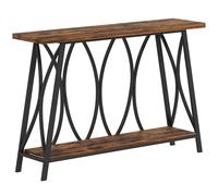 HOMCOM Narrow Console Table, Industrial 2-Tier Sofa Table with Metal Frame for Entryway, Living Room, 120x30x80cm, Rustic Brown