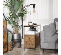 Homcom Narrow End Table, Sofa Side Table With 2 Drawers Storage Shelf, Brown Brown One Size