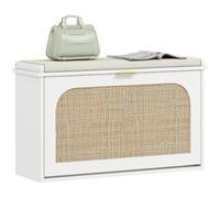 Homcom Boho Shoe Bench With Padded Seat And Flip-Drawer In White White