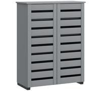 HOMCOM Narrow Shoe Cabinet for Entryway, 5-Tier Slim Shoe Storage Cabinet with 2 Slatted Doors and Adjustable Shelves for 15 Pairs, Dark grey
