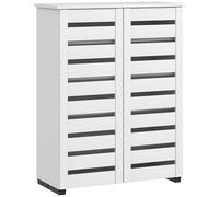 HOMCOM Narrow Shoe Cabinet for Entryway, 5-Tier Slim Shoe Storage Cabinet with 2 Slatted Doors and Adjustable Shelves for 15 Pairs, White