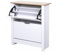HOMCOM Shoe Storage Cabinet 4 Shelves/2 Drawers - White, White