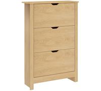 HOMCOM 18-Shoe Storage Cabinet 6 Shelves 3 Drawers Natural Wood Finish