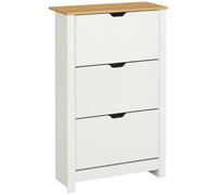 HOMCOM 18-Shoe Storage Cabinet 6 Shelves 3 Drawers Tabletop 4 Legs Modern White, White