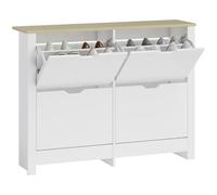 HOMCOM Narrow Shoe Cabinet, Space Saving Shoe Storage Cabinet with 4 Flip Drawers and Adjustable Shelves for 4-16 Pairs of Shoes for Hallways and Living Room, White