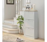 HOMCOM Narrow Shoe Cabinet With 3 Flip Drawers For 18 Pairs Of Shoes White, White