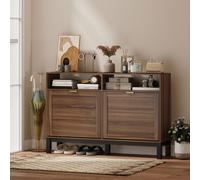 HOMCOM Narrow Shoe Cabinet with 2 Flip Drawers, Modern Shoe Storage Cabinet