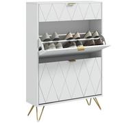 HOMCOM Narrow Shoe Cabinet with 3 Flip Doors for 12 Pairs of Shoes, White