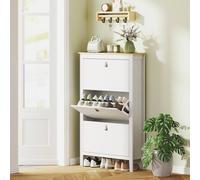 HOMCOM Narrow Shoe Cabinet with 3 Flip Doors, Removable & Adjustable Shelves in White | Size: Medium HOMCOM White Medium