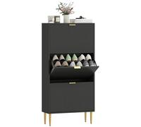 HOMCOM Narrow Shoe Cabinet with 3 Flip Drawers, 9-18 Pairs, Black