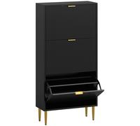 HOMCOM Narrow Shoe Cabinet with 3 Flip Drawers - Black