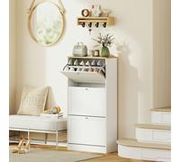 HOMCOM Narrow Shoe Cabinet with 3 Flip Drawers for 18 Pairs of Shoes White - White