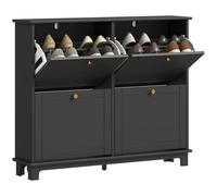 Homcom Narrow Shoe Cabinet With 4 Flip Drawers Adjustable Shelves, Black
