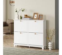 HOMCOM Narrow Shoe Cabinet with 4 Flip Drawers Adjustable Shelves, White