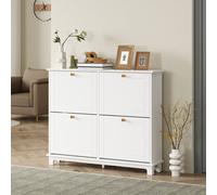 HOMCOM Narrow Shoe Cabinet with 4 Flip Drawers Adjustable Shelves, White HOMCOM White