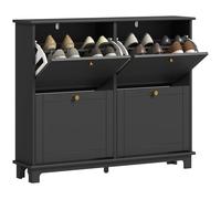 HOMCOM Narrow Shoe Cabinet with 4 Flip Drawers Adjustable Shelves, White