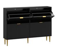 HOMCOM Narrow Shoe Cabinet with 4 Flip Drawers - Black