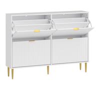 HOMCOM Narrow Shoe Cabinet with 4 Flip Drawers - White