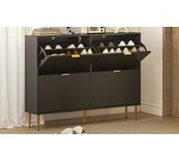 HomCom Narrow Shoe Cabinet with Four Flip Drawers, White