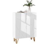 HOMCOM Shoe Storage Cabinet with Soft-Close Hinges and Adjust Shelves, Black - High Gloss White