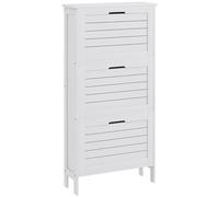 HOMCOM Narrow Shoe Storage Cabinet for Hallway with 3 Flip Drawers, Slim Shoe Cabinet with Louvered Doors, White