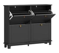 HOMCOM Narrow Shoe Storage Cabinet, Slim Shoe Cabinet with 4 Flip Drawers, Adjustable Shelves for 16 Pairs of Shoes, Black