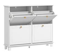HOMCOM Narrow Shoe Storage Cabinet, Slim Shoe Cabinet with 4 Flip Drawers, Adjustable Shelves for 16 Pairs of Shoes, White